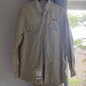 Carhartt Men's Khaki FR button down work Shirt